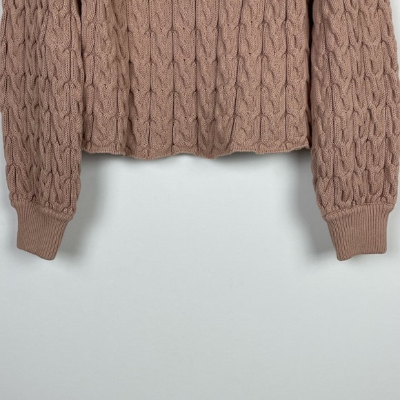 J. Crew Pink Chunky Cable Knit Balloon Sleeve Sweater Size S - Picture 5 of 7